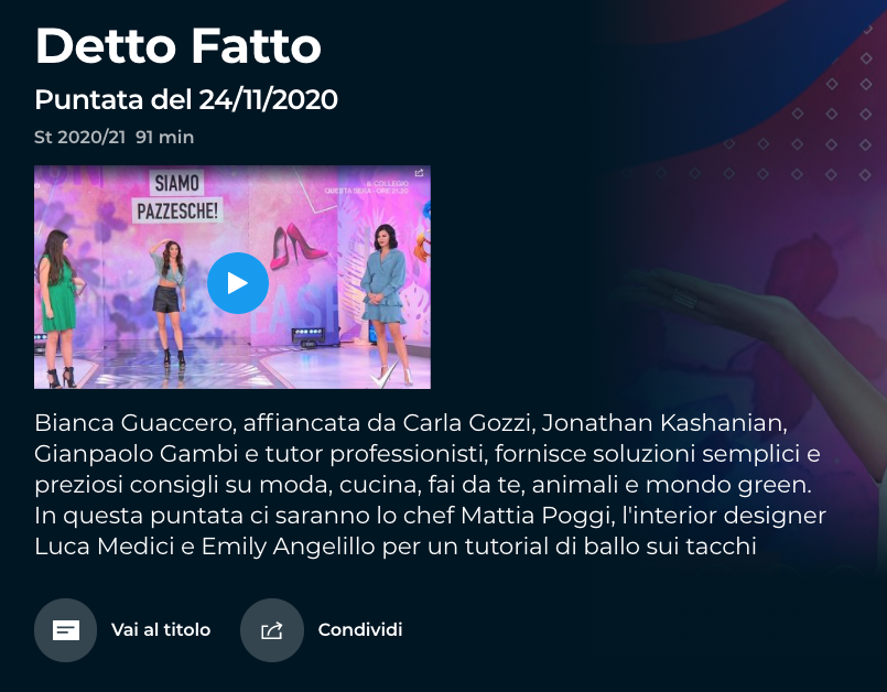 Detto Fatto RaiPlay YouTube 