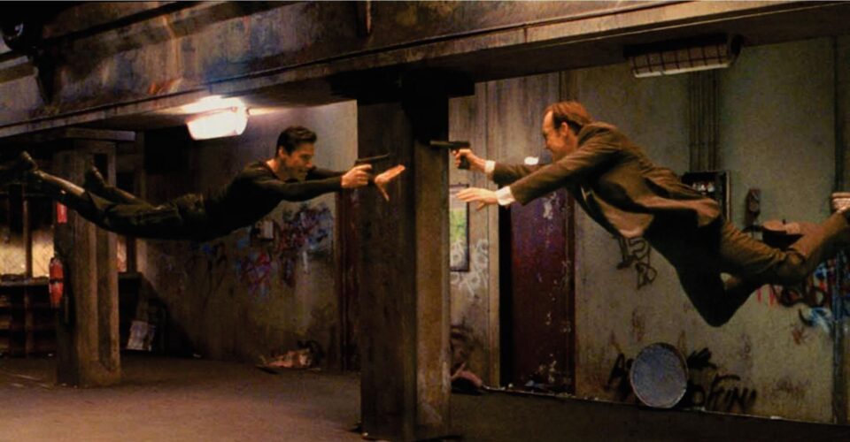 Keanu Reevs e Hugo Weaving in Matrix